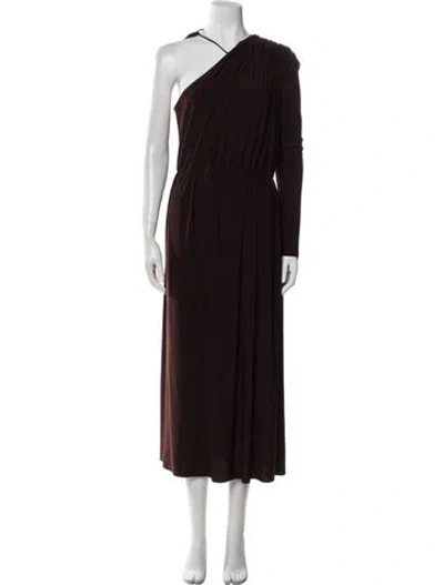 Pre-owned Materiel One-shoulder Long Dress In Brown