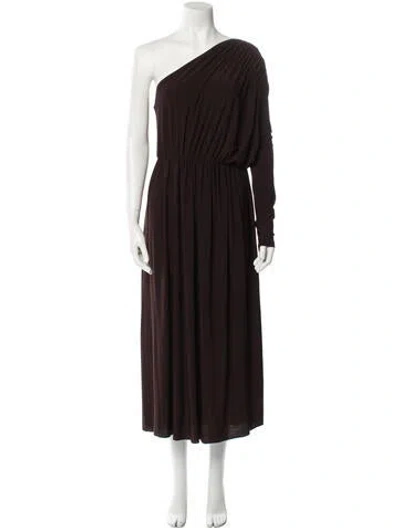 Pre-owned Materiel One-shoulder Long Dress In Brown