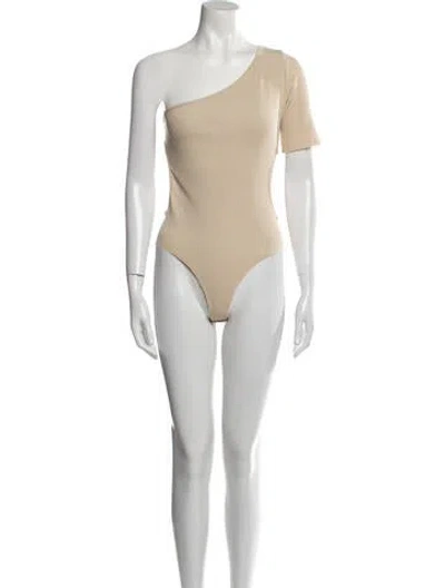 Pre-owned Materiel One-shoulder Short Sleeve Bodysuit In Neutral