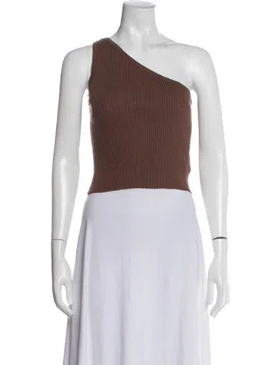 Pre-owned Materiel One-shoulder Sleeveless Top In Brown