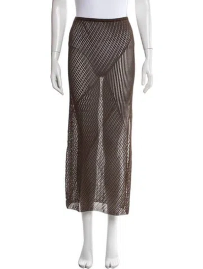 Pre-owned Materiel Patterned Long Skirt W/ Tags In Brown