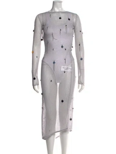 Pre-owned Materiel Printed Midi Length Dress W/ Tags In Grey