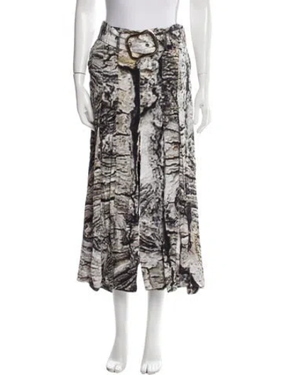 Pre-owned Materiel Printed Midi Length Skirt In Black