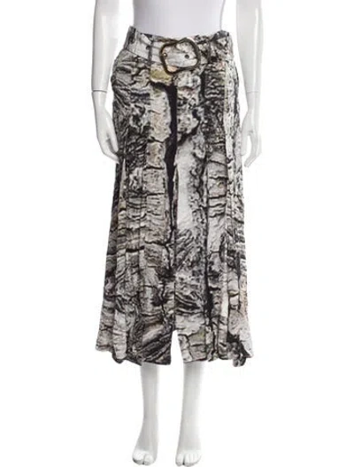 Pre-owned Materiel Printed Midi Length Skirt In Black