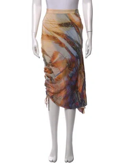 Pre-owned Materiel Printed Midi Length Skirt In Multicolor