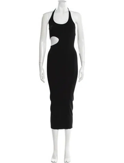 Pre-owned Materiel Scoop Neck Long Dress W/ Tags In Black