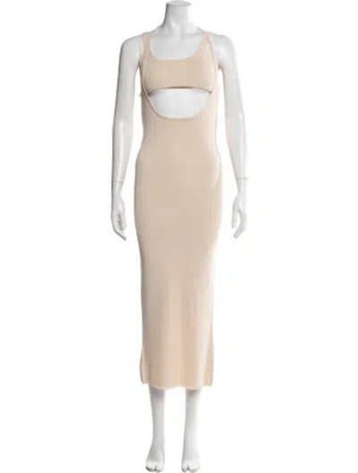 Pre-owned Materiel Scoop Neck Long Dress W/ Tags In Neutrals
