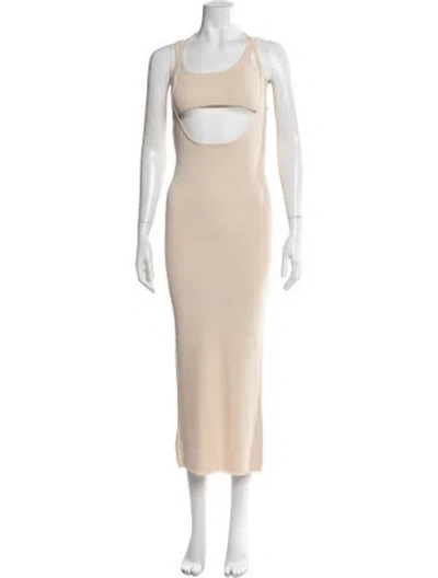 Pre-owned Materiel Scoop Neck Long Dress W/ Tags In Neutrals
