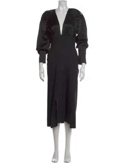 Pre-owned Materiel Silk Long Dress In Black