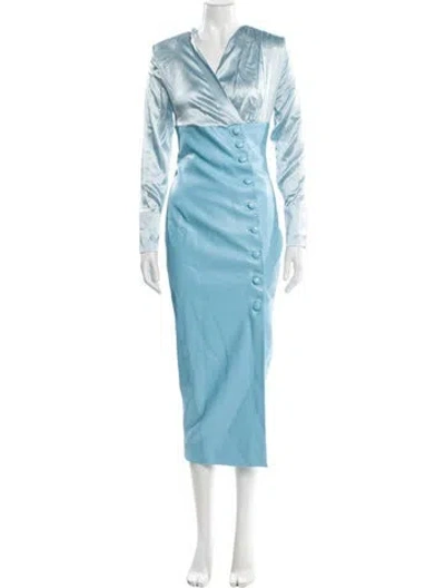 Pre-owned Materiel Silk Long Dress In Blue