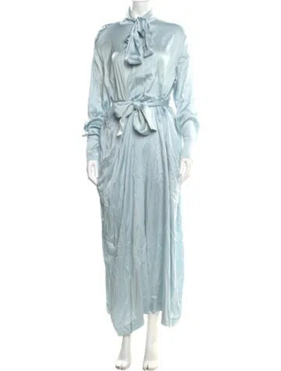 Pre-owned Materiel Silk Long Dress In Blue
