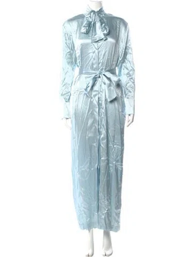 Pre-owned Materiel Silk Long Dress In Blue