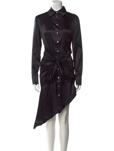 Pre-owned Materiel Silk Midi Length Dress W/ Tags In Black