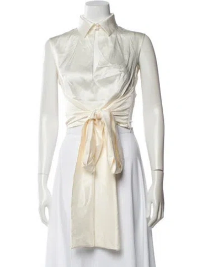 Pre-owned Materiel Silk Sleeveless Button-up Top In Neutral