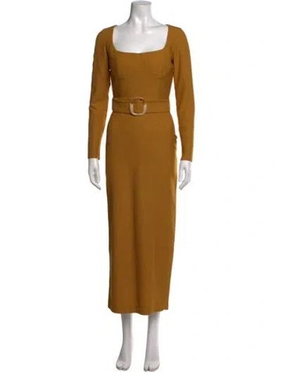 Pre-owned Materiel Square Neckline Long Dress In Yellow