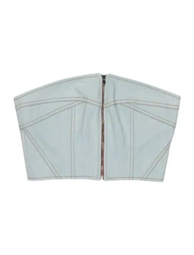 Pre-owned Materiel Strapless Crop Top W/ Tags In Blue