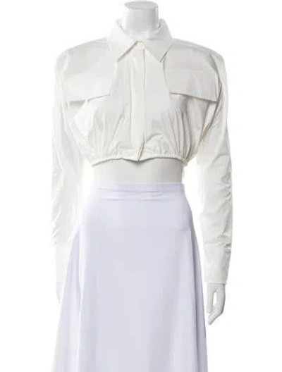 Pre-owned Matériel Tbilisi Long Sleeve Crop Top W/ Tags In White