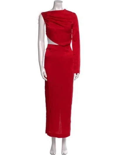 Pre-owned Matériel Tbilisi One-shoulder Long Dress In Red