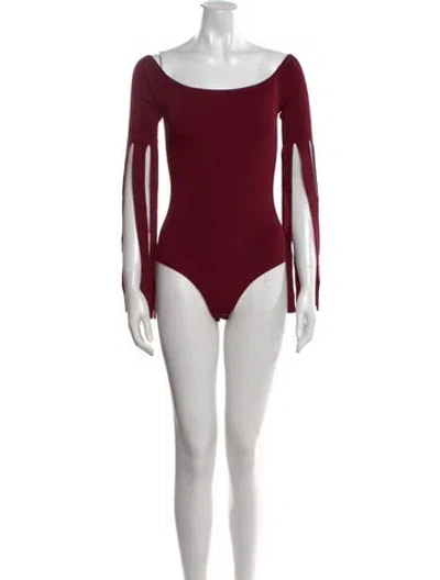 Pre-owned Matériel Tbilisi Scoop Neck Long Sleeve Bodysuit W/ Tags In Burgundy