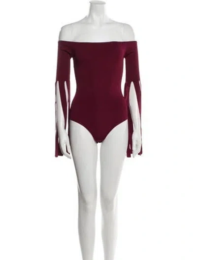 Pre-owned Matériel Tbilisi Scoop Neck Short Sleeve Bodysuit W/ Tags In Burgundy