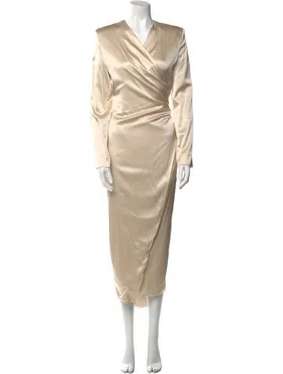 Pre-owned Matériel Tbilisi Silk Midi Length Dress In Neutral