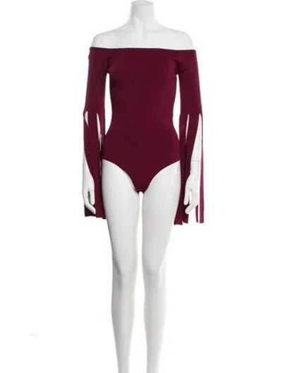 Pre-owned Matériel Tbilisi Square Neckline Long Sleeve Bodysuit W/ Tags In Burgundy