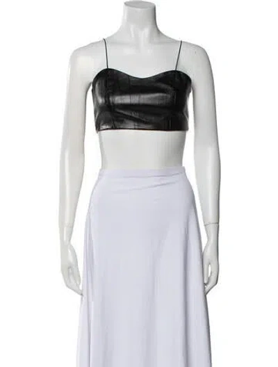 Pre-owned Matériel Tbilisi Square Neckline Sleeveless Crop Top In Black