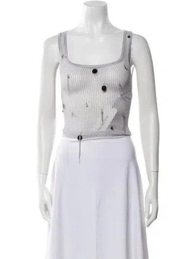 Pre-owned Matériel Tbilisi Square Neckline Sleeveless Crop Top W/ Tags In Gray