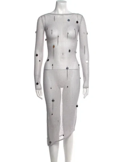 Pre-owned Matériel Tbilisi Striped Midi Length Dress W/ Tags In Gray