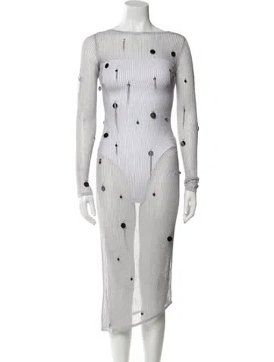 Pre-owned Matériel Tbilisi Striped Midi Length Dress W/ Tags In Gray