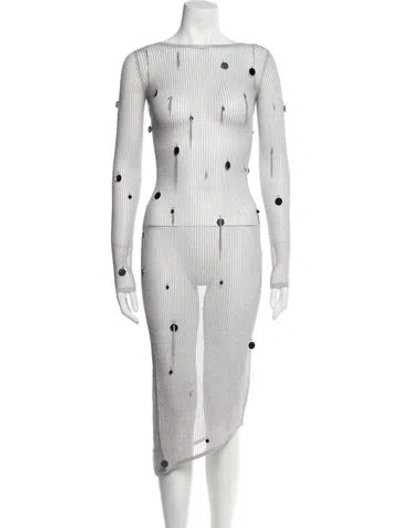 Pre-owned Matériel Tbilisi Striped Midi Length Dress W/ Tags In Gray