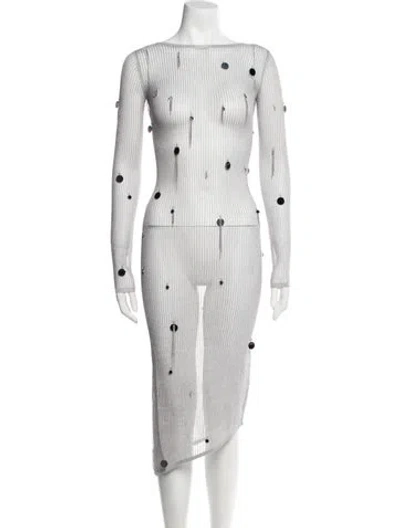 Pre-owned Matériel Tbilisi Striped Midi Length Dress W/ Tags In Grey