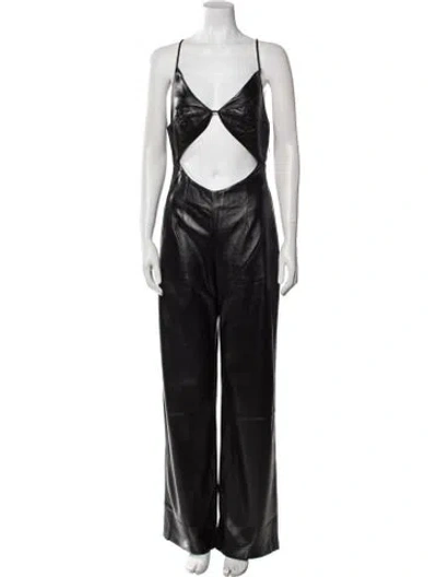 Pre-owned Matériel Tbilisi V-neck Jumpsuit W/ Tags In Black