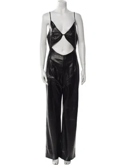 Pre-owned Matériel Tbilisi V-neck Jumpsuit W/ Tags In Black