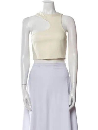 Pre-owned Materiel Tie Neck Sleeveless Crop Top In Neutral