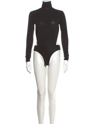 Pre-owned Materiel Turtleneck Long Sleeve Bodysuit In Black