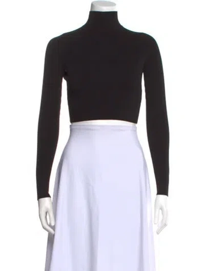 Pre-owned Materiel Turtleneck Long Sleeve Crop Top W/ Tags In Black