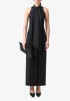 Materiel Vest Tie Wool-blend Maxi Dress In Black