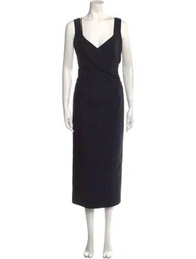 Pre-owned Materiel V-neck Long Dress W/ Tags In Black