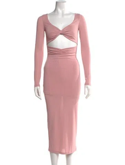 Pre-owned Materiel V-neck Long Dress W/ Tags In Pink