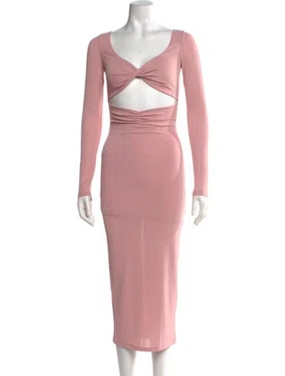 Pre-owned Materiel V-neck Midi Length Dress W/ Tags In Pink