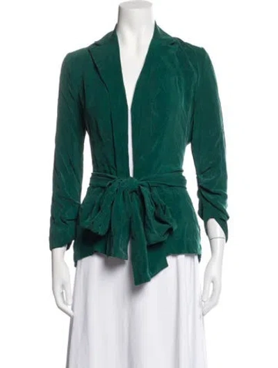 Pre-owned Materiel V-neck Three-quarter Sleeve Top In Green