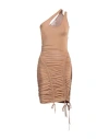 Materiel Matériel Woman Mini Dress Camel Size 8 Polyester, Elastane In Beige