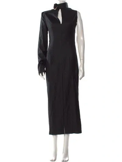 Pre-owned Materiel Wool Long Dress In Black