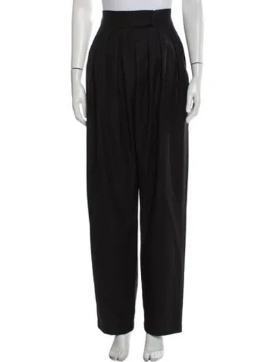 Pre-owned Materiel Wool Straight Leg Pants In Black