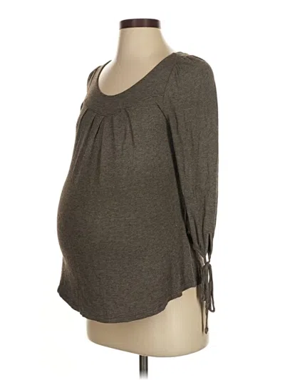 Pre-owned Maternal America 3/4 Sleeve Top Gray Scoop Neck Tops