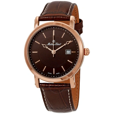 Mathey-tissot City Brown Dial Brown Leather Men's Watch H611251pm In Brown / Gold / Gold Tone / Rose / Rose Gold / Rose Gold Tone