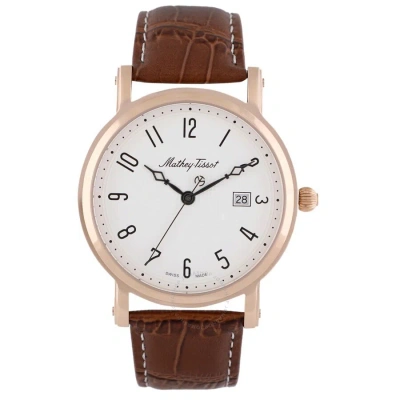 Mathey-tissot City White Dial Brown Leather Men's Watch H611251pg In Black / Brown / Gold / Rose / Rose Gold / White