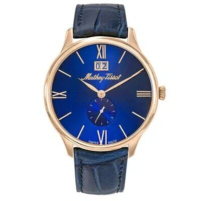 Pre-owned Mathey-tissot Mathey Tissot Edmond Blue Dial Quartz Watch H1886qpbu Stainless Steel Leather