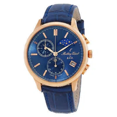Pre-owned Mathey-tissot Edmond G10 Chronograph Quartz Blue Dial Men's Watch H1886rchpbu